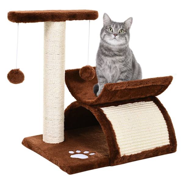 Kat Kradsestolpe, Lege Og Kradsestolpe Med Legebold, Brun, L40Xb30Xh43 Cm