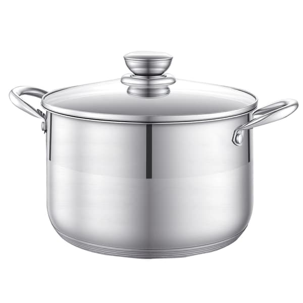 Rustfri stålgryde 8 qt, glaslåg, induktion