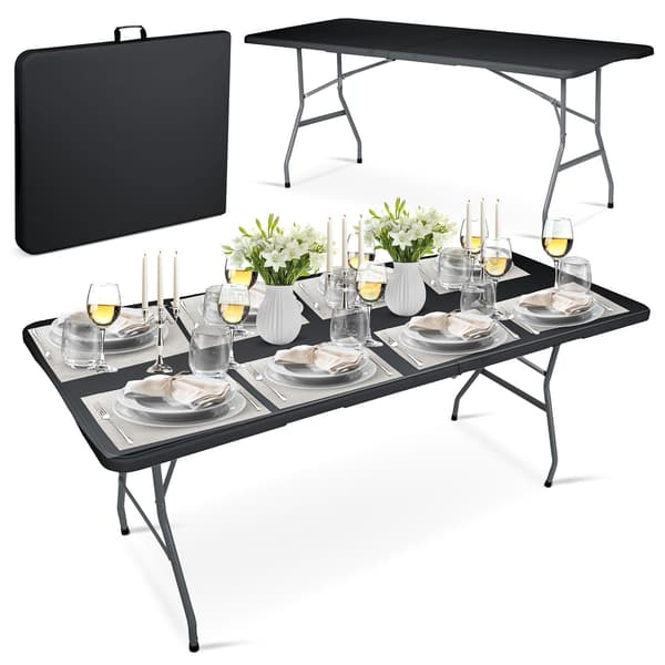 Fällbart trädgårdsserveringsbord 180 cm Plonos svart
