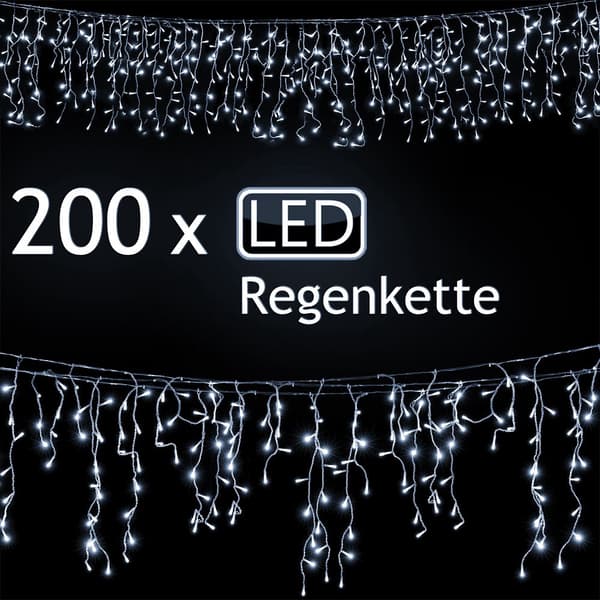 LED-julslinga, kallvit, 10m, IP44