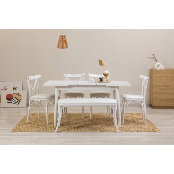 Utdragbart matbord Vina - Vit