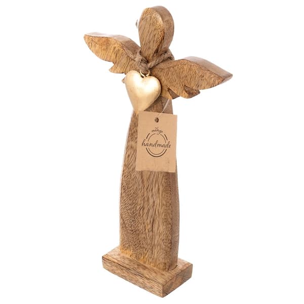Træengelfigur, mangotræ, 42 cm