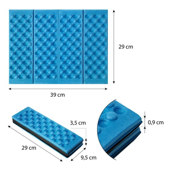 Blå mini foldemåtte, kompakt og bærbart design