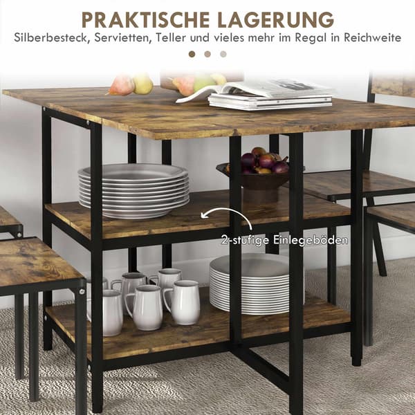 Sammenklappeligt spisebord, industrielt design, 140x80x75 cm, brun/sort
