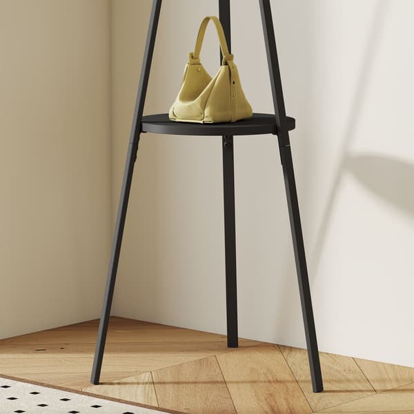 Sort knagerække med hylde og 8 kroge, moderne design