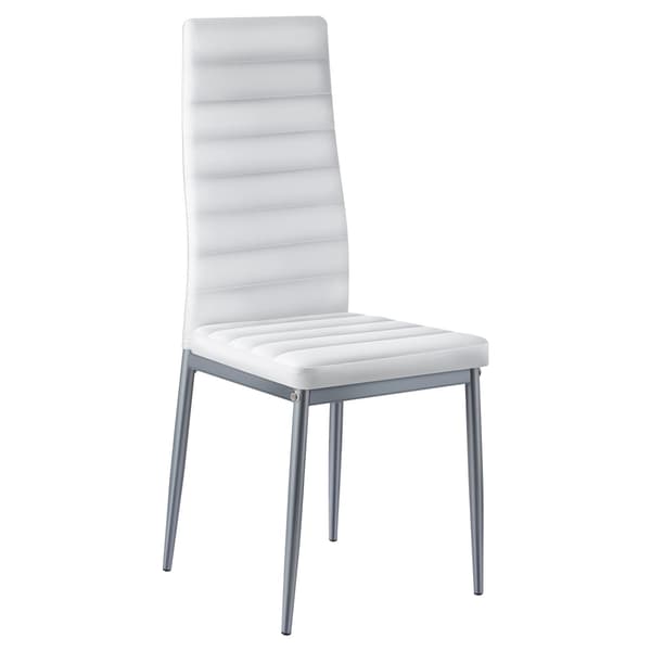 Matstolar, set om 6, vitt PVC-läder, metallben