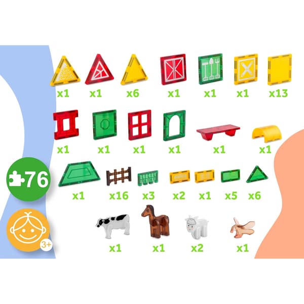 Magnetiska pedagogiska byggklossar – 76 delar