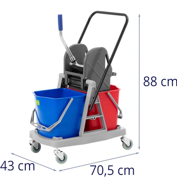 Lattianpuhdistusvaunu, 2 ämpäriä, 2x 17 l mehupuristin