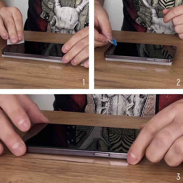 Fuldskærms hærdet glas med ramme til iPhone 15, sort
