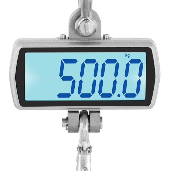 Riippuva varastokoukkuvaaka kaukosäätimellä, iso LCD-näyttö 500 / 0,1 kg