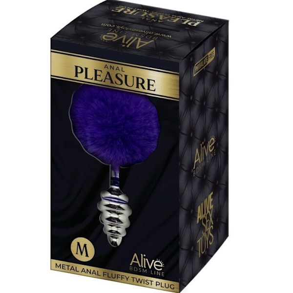 Alive - Anal Pleasure Plug Spiral Metal Fluffy Dark Violet Størrelse M