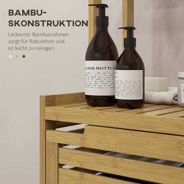 Badeværelsesskab Lavet Af Bambus, 3 Åbne Rum, Anti-Tip, Naturligt Træ, Til Badeværelse