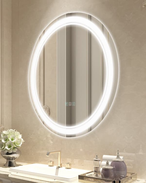 LED-badrumsspegel 60 cm rund, imfri, dimbar