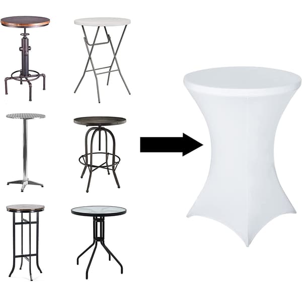 Cocktailbordsöverdrag, Vitt, 80 cm, Polyester-Spandex