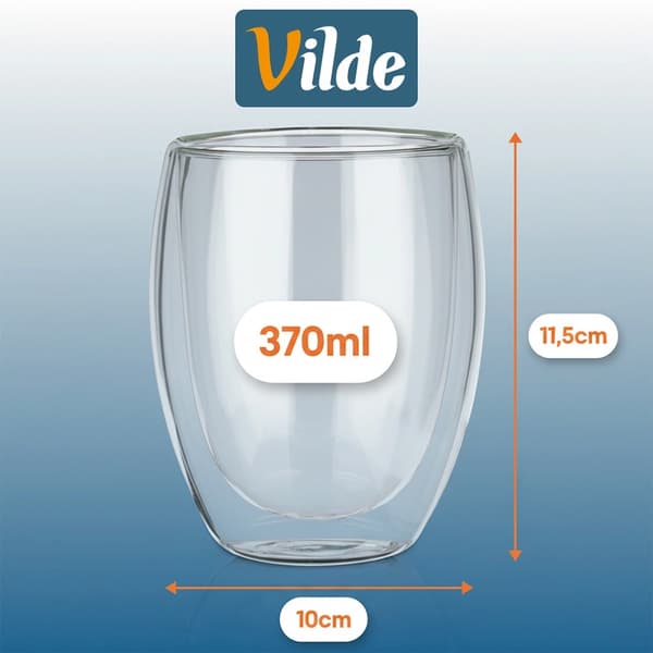 Dubbelväggiga glas för kaffe och te, 370 ml, set om 2