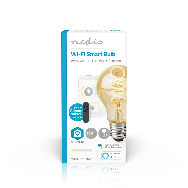 SmartLife LED Glødepære | Wi-Fi | E27 | 360 lm | 4.9 W | Varm til kølig hvid | 1800 - 6500 K | Glas | Android™ / IOS | Pære | 1 stk.
