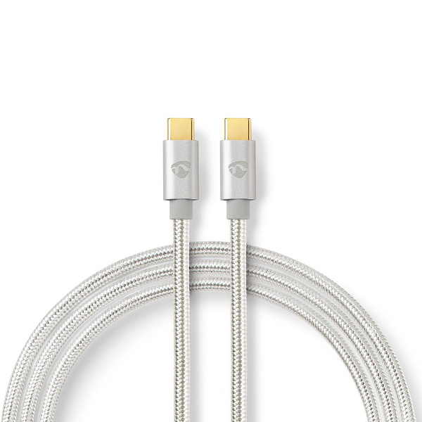 USB-kabel | USB 3.2 Gen 2 | USB-C™ Hane | USB-C™ Hane | 100 W | 4K@60Hz | 10 Gbps | Guldplaterad | 1.00 m | Rund | Flätad / Nylon | Aluminium | Karton