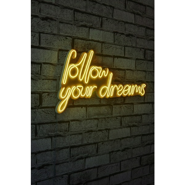 Dekorativ Plast Led-belysning Follow Your Dreams - Gul