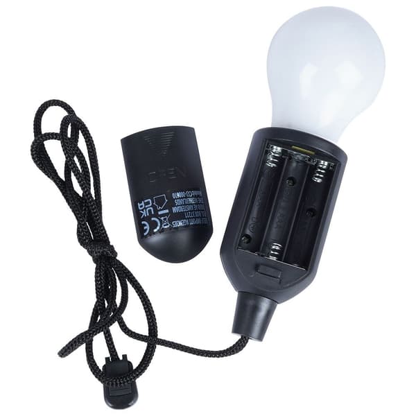 LED-lampe i pæreform med 90 cm ledning til camping