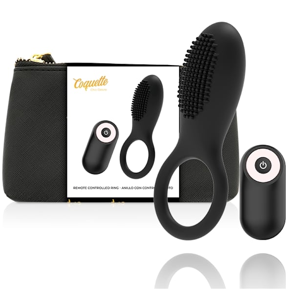 Coquette Chic Desire - Cock Ring -kaukosäädin, ladattava musta/kulta