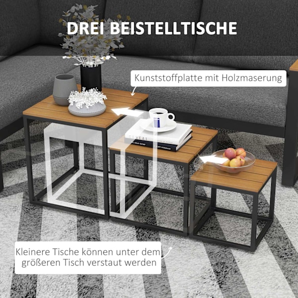 5-delt havemøbelsæt med hjørnesofa og dobbeltsofa, sofabord, altanmøbelsæt med sædehynde, haveloungesæt, grå