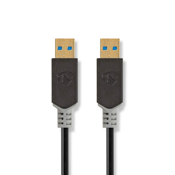 USB-kabel | USB 3.2 Gen 1 | USB-A Han | USB-A Han | 5 Gbps | Guldplateret | 2.00 m | Runde | PVC | Antracit | Box