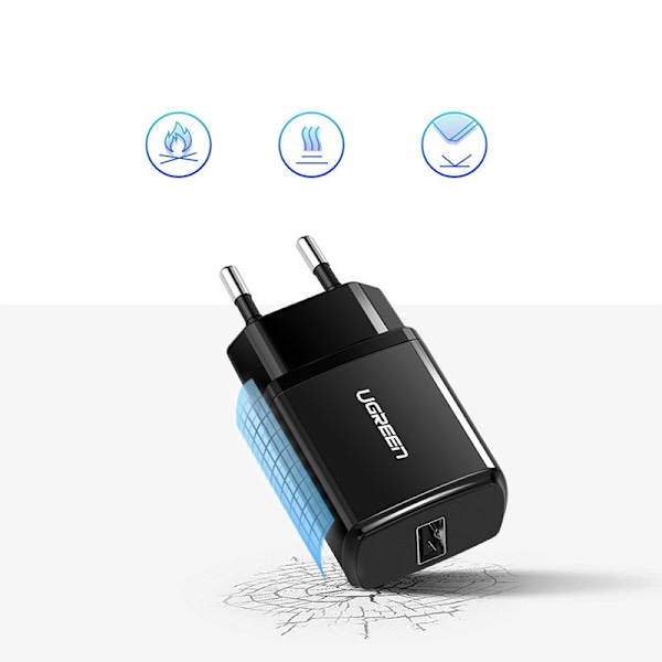 Liten USB 2.1A telefonladdare, svart