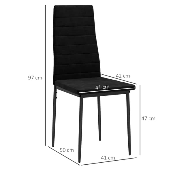 Ruokailutuolisarja 4 kpl, samettiverhoilu, musta