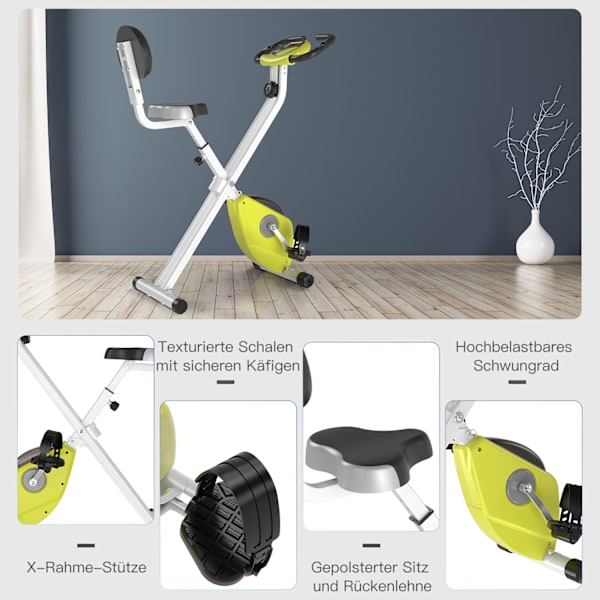 Kuntopyörä F-Bike Polkupyöräharjoitus 8-Tasolla Säädettävällä Magneettivastuksella, Korkeussäädettävä Teräs Keltainen + Valkoinen 43 X 97 X 109 Cm