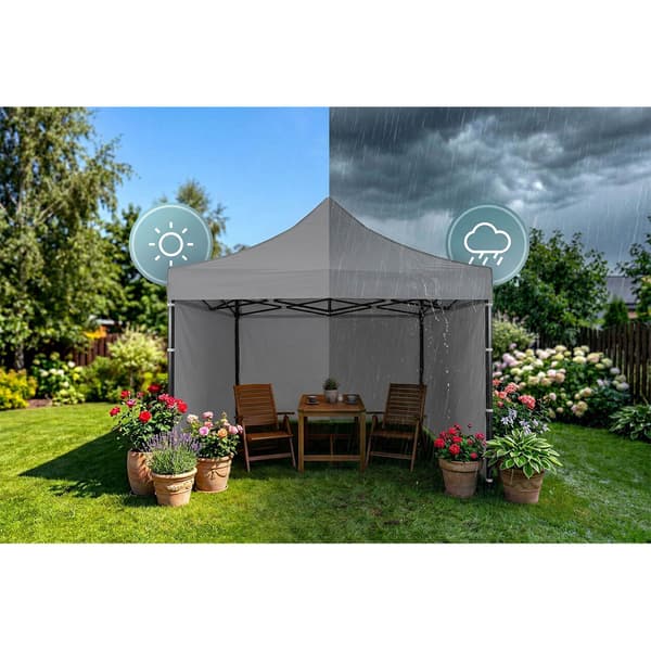 Puutarhapaviljonkiteltta, 3x3m, harmaa, vedenpitävä, 3 seinää