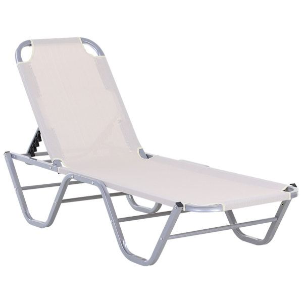 Beach Lounger Sun Lounger 5-Vejs Justerbar Aluminium Textline Beige 163X58.5X91Cm