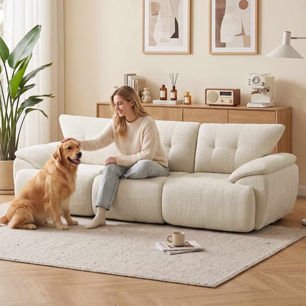 3-sits chenillesoffa, ramlös, extra breda sitsar