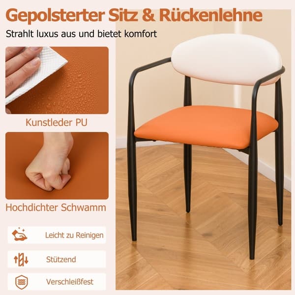 Set med 2 matstolar med stoppad sits och ryggstöd