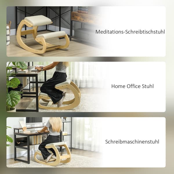 Ergonomisk knästol för hållning, gungdesign, kräm