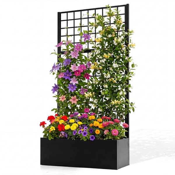 Højbed i metal med espalier – sort