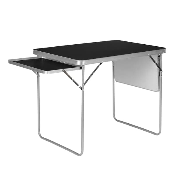 Campingbord 120x60 cm, foldbart med 2 hylder