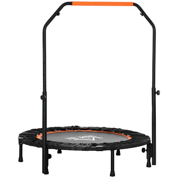 102 cm Fitness Trampolin, Sammenfoldelig Mini Trampolin med fire-vejs højdejusterbart håndtag, Fitness Rebounder til voksne, op til 100 kg, Sort