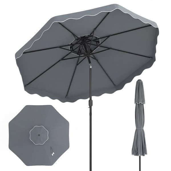 3 meter parasoll, tryckknappsluckor, vev, grå