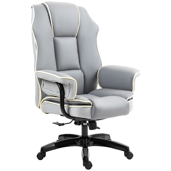 Kontorsstolsryggstöd justerbart, 150°, ergonomisk skrivbordsstol med liggfunktion, höj- och sänkbar, ljusgrå