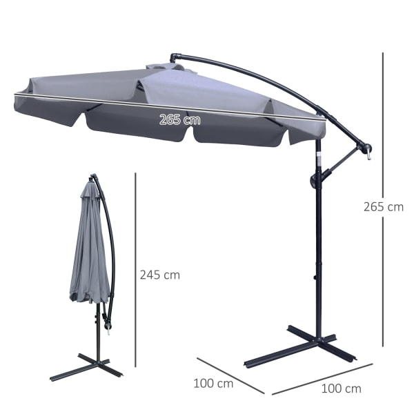 Parasol Cantilever Paraply Med Handvev Volanger Ø2,65 X 2,65H M