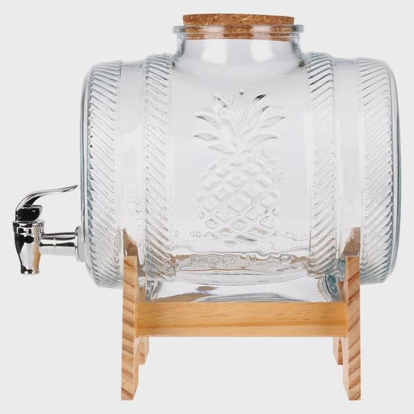 5L glas drikkevaredispenser med stativ og tap