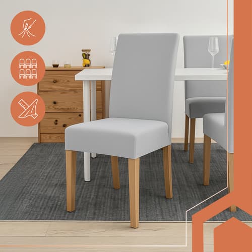 Stolsöverdrag, ljusgrå, set med 6 st
