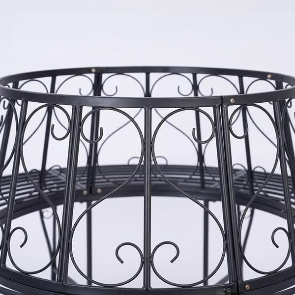 Metalbænk, 160 cm diameter, sort stål