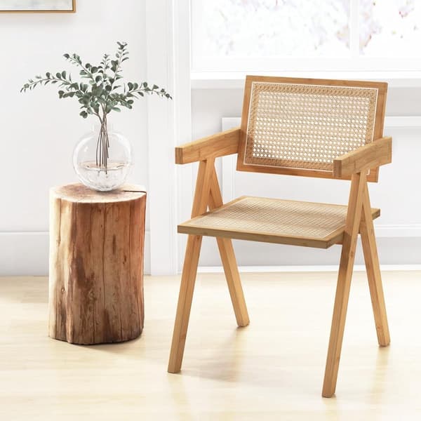 Ruokatuolien setti, 2 kpl, bambu ja rottinki, 50x52x81 cm