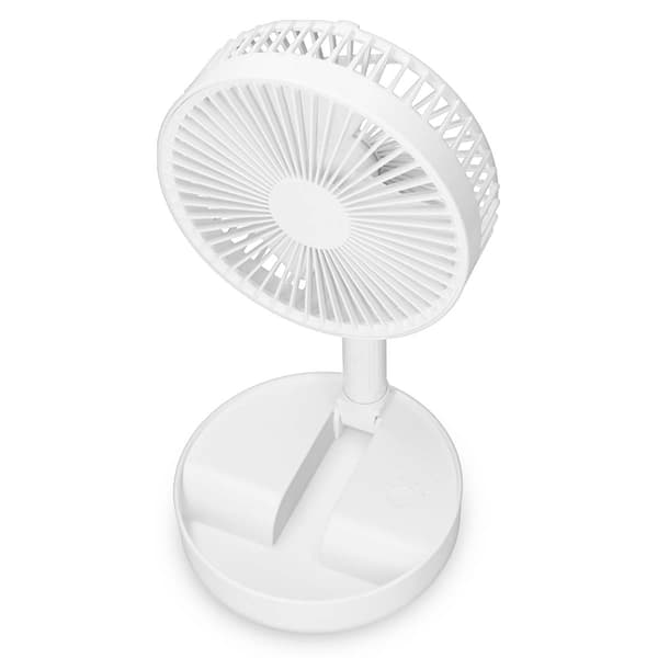 Bærbar genopladelig ventilator, 20 cm, 4 tilstande, hvid
