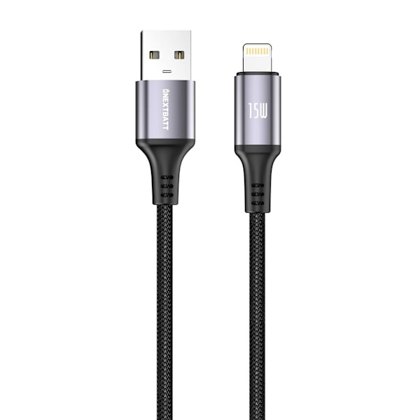 NEXTBATT USB-A - Lightning-kaapeli 15W, 1m - Musta