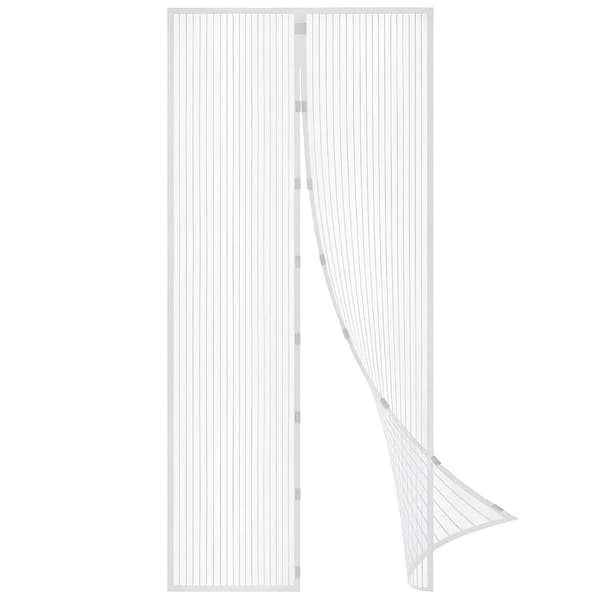 Magnetisk flugnätdörr, vit polyester, 208x100 cm