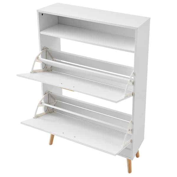 Skoskab, 2 vippeskuffer, topskab, fritstående