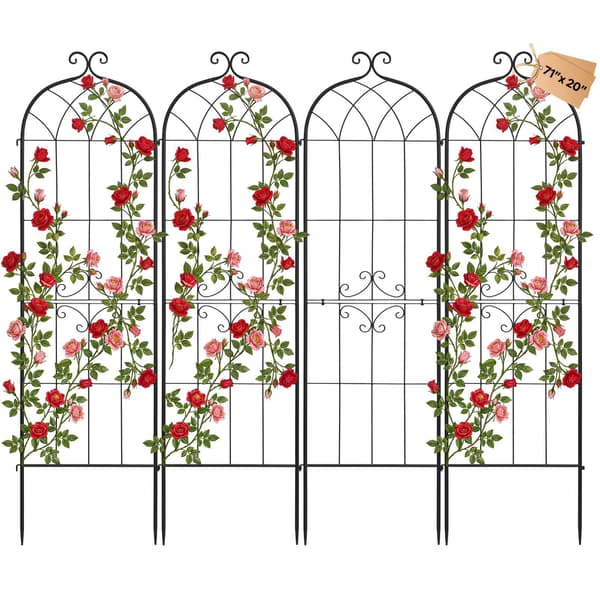 Trädgårdsspaljer, 4-pack stålrospaljer 180x52,5 cm