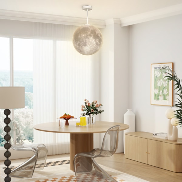 3D Moon Pendant Light -riippuva valaisin APP-ohjauksella, musiikki Kuulamppu kattolamppu CCT- ja RGB-värinvaihtajalla keittiöön, ruokasaliin, kermanva